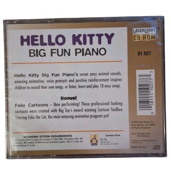 Hello Kitty Big Fun Piano Laserlight Children's CD ROM + Felix The Cat 1995 - Picture 2 of 7